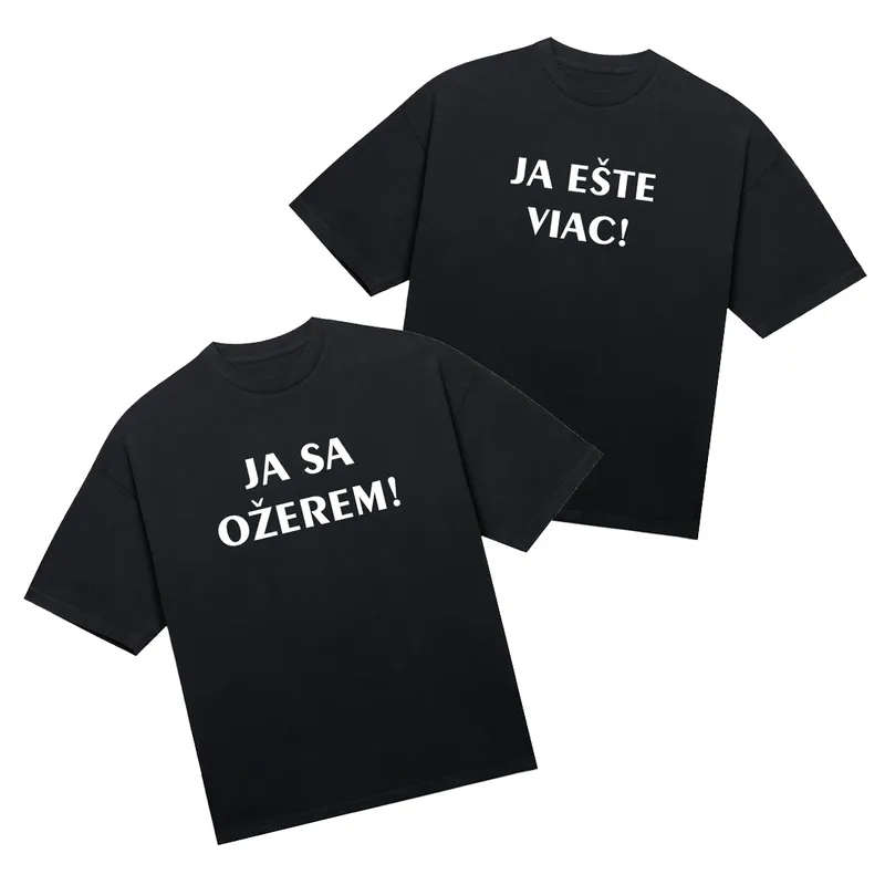 Tričká párové „Ja sa ožerem/Ja ešte viac“ (2pack)