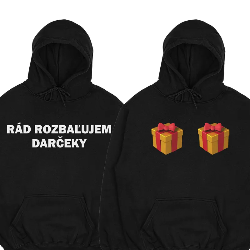 Mikiny párové „Rád rozbaľujem/Darčeky“ (2pack)
