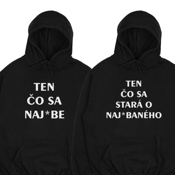 Mikiny párové "Ten čo sa naj*be/Ten čo sa stará" (2pack)